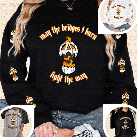 Bridges Spooky Pumpkin Crewneck Sweater, Hoodie, Oversized T-Shirt, Halloween, Top, Skeleton