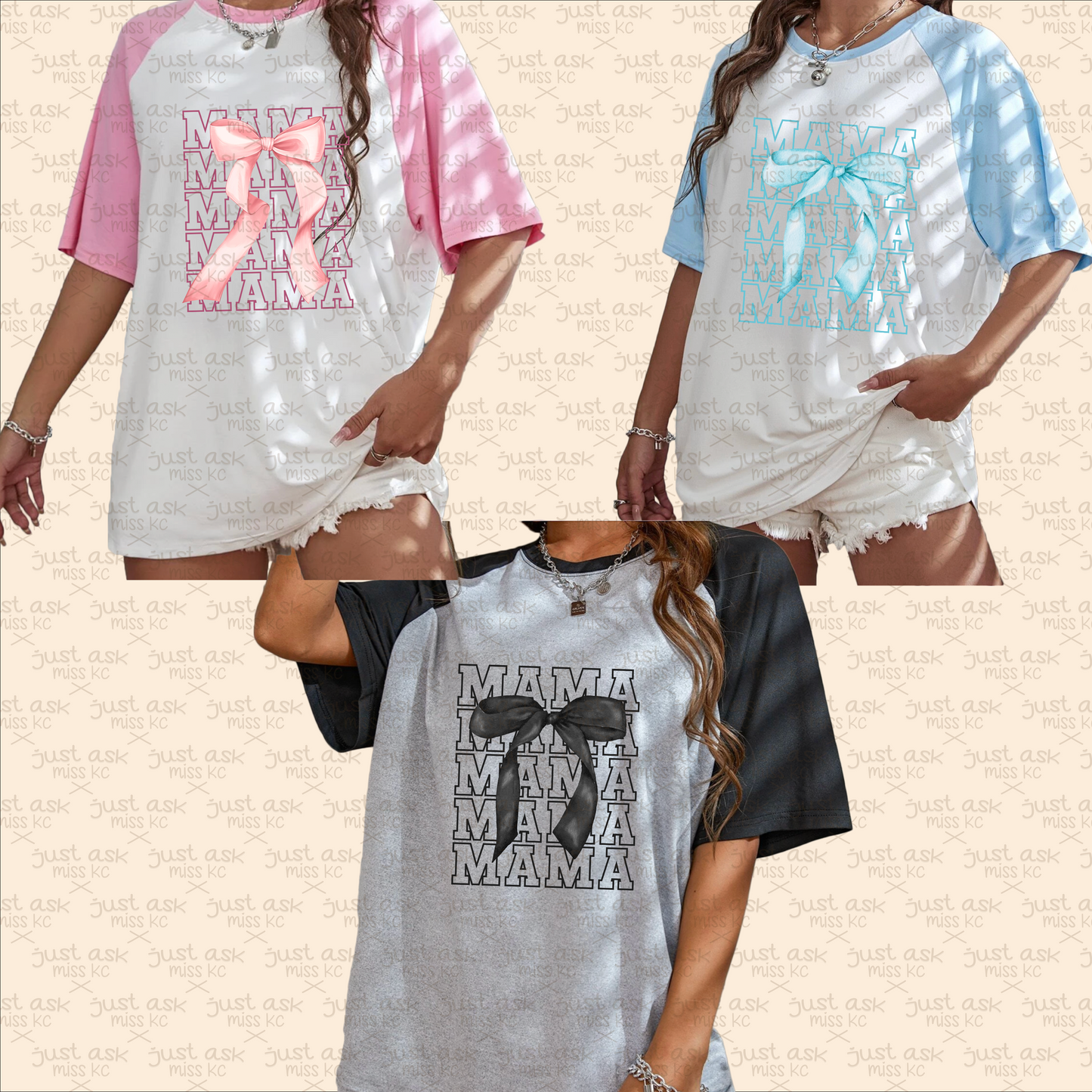Mama Oversized Bow Shirt, Girl Mom, Boy Mom, Mother, Last Minute Gift, Mom Coquette, Mother's Day, Motherhood T-Shirt Wife Top