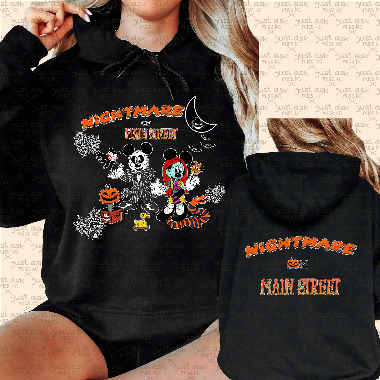 Nightmare on Main Street Crewneck, Hoodie, Sweatshirt, Disney Halloween, Nightmare before Christmas, Fall Shirt Spooky Horror Characters Boo Scary Park Pumpkin