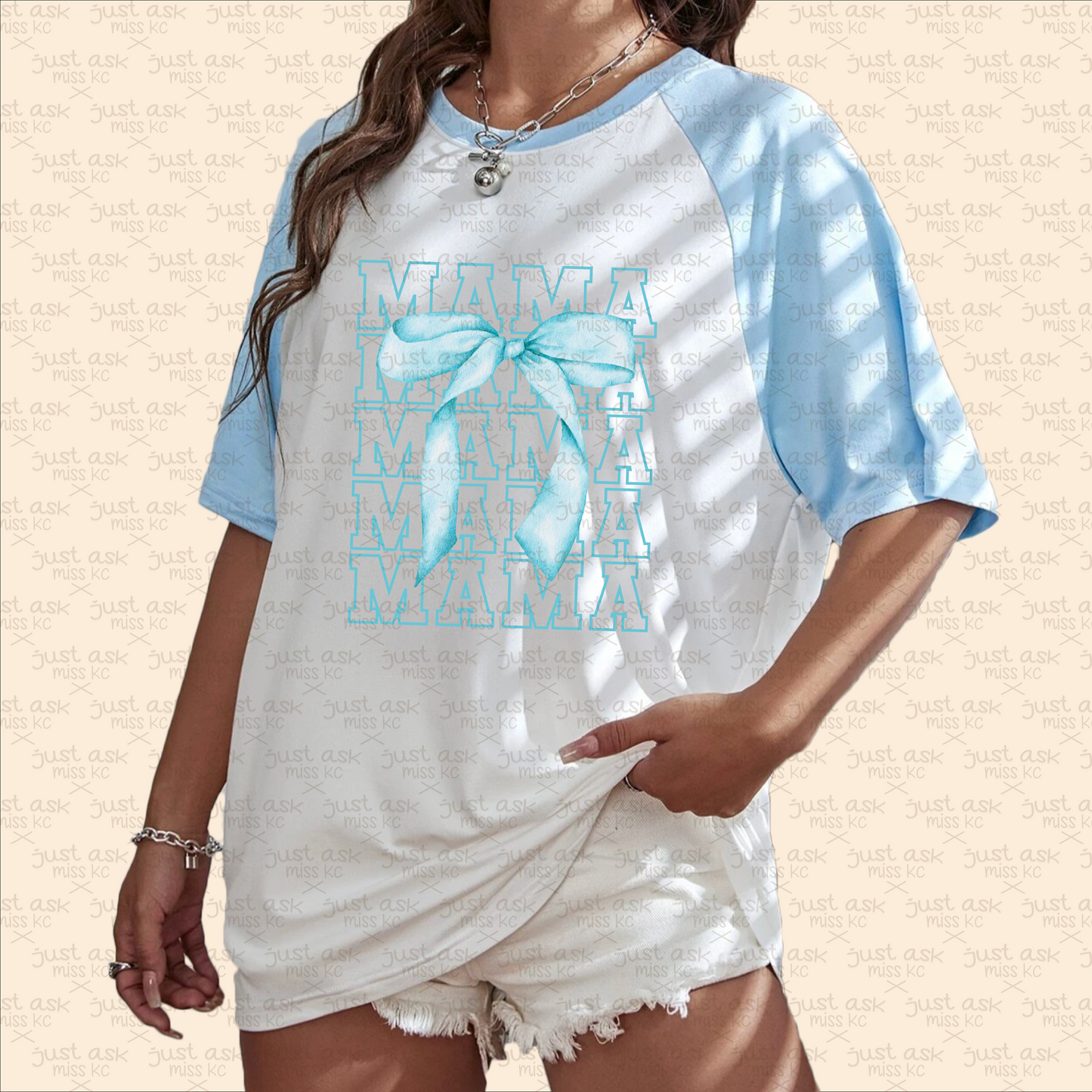 Mama Oversized Bow Shirt, Girl Mom, Boy Mom, Mother, Last Minute Gift, Mom Coquette, Mother's Day, Motherhood T-Shirt Wife Top