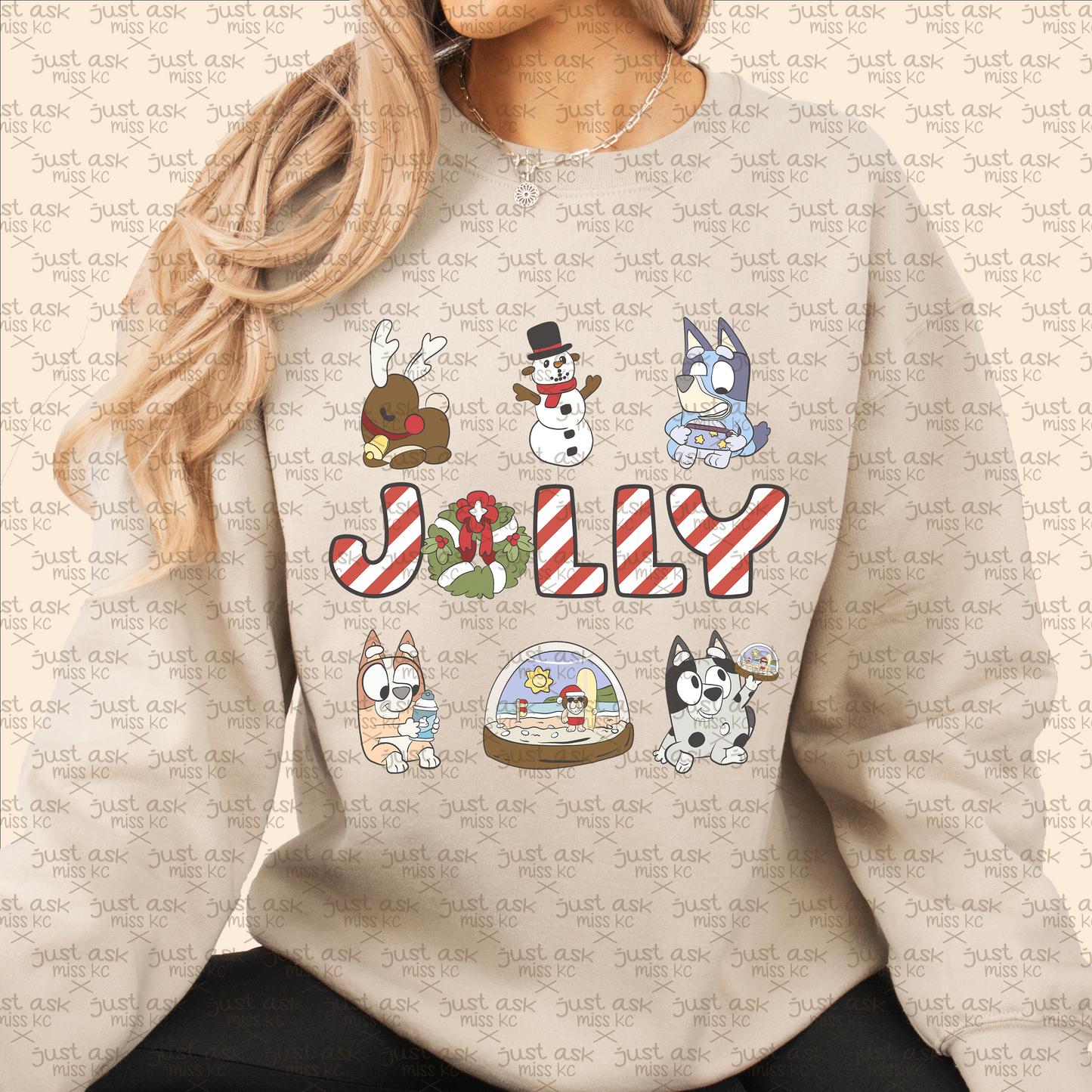 Bluey Jolly Christmas Sweater Xmas Bingo Reindeer Santa Xmas Holidays Holiday Gift Hoodie Snow Candy Cane