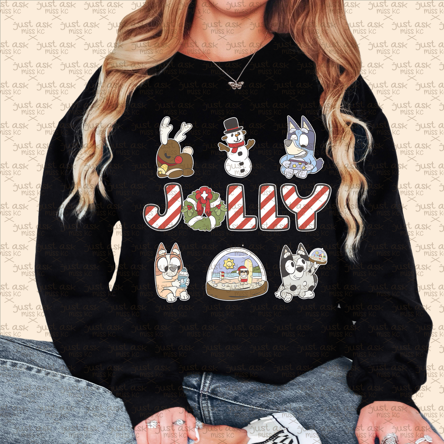 Bluey Jolly Christmas Sweater Xmas Bingo Reindeer Santa Xmas Holidays Holiday Gift Hoodie Snow Candy Cane