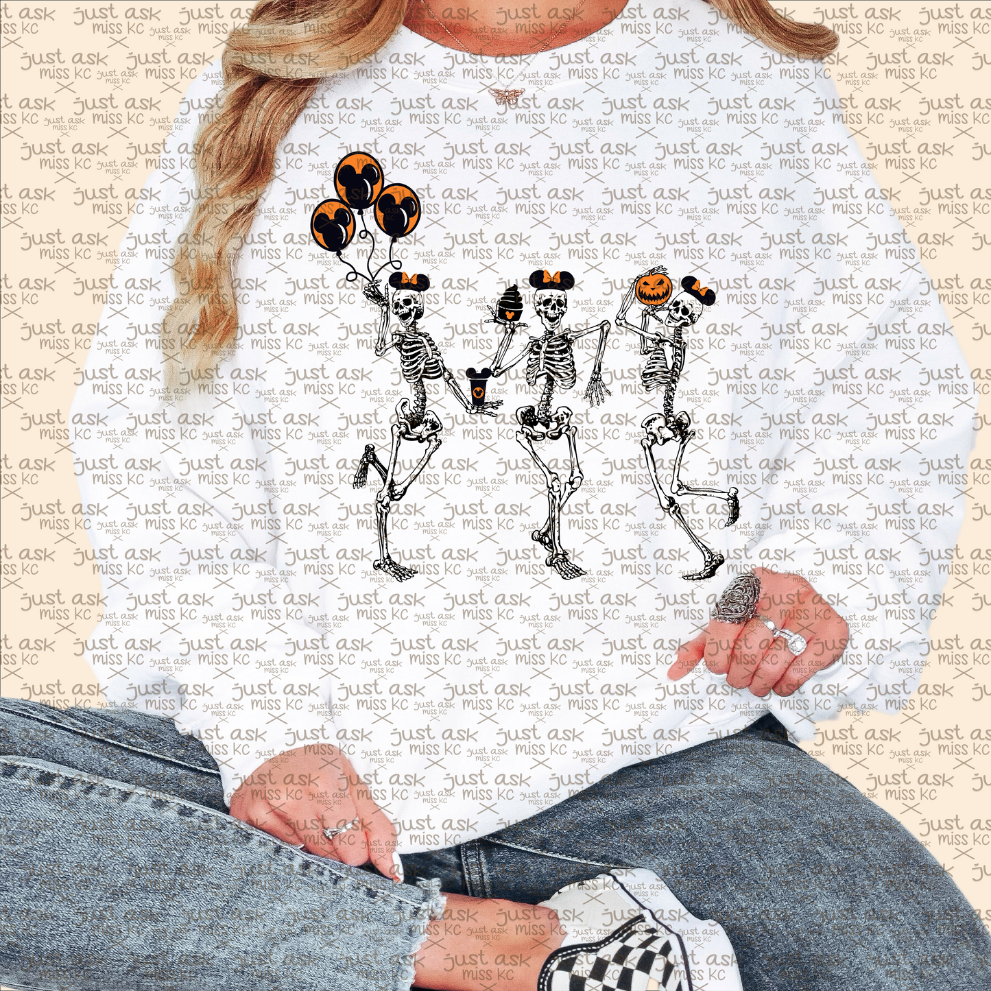 Dancing Halloween Skeletons Crewneck, Oversized Tee, Hoodie, Fall Shirt, Ears Spooky Park