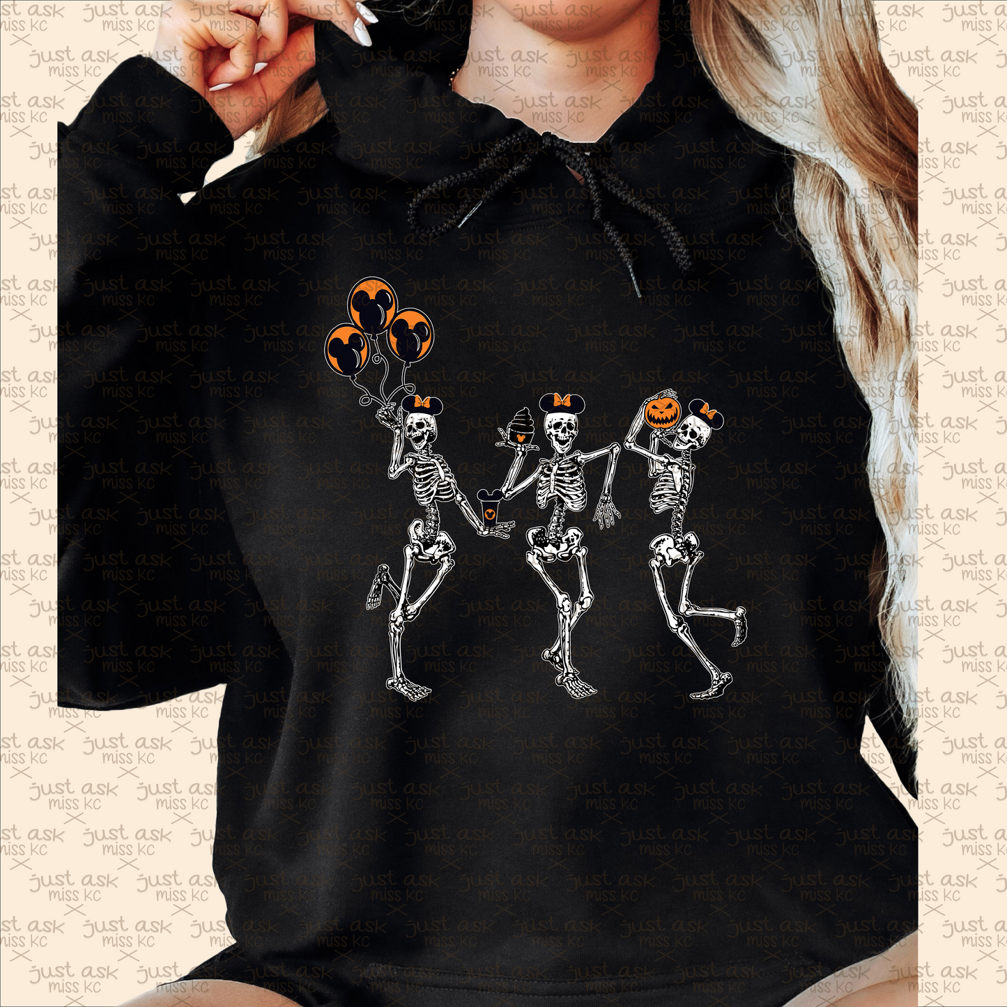Dancing Halloween Skeletons Crewneck, Oversized Tee, Hoodie, Fall Shirt, Ears Spooky Park