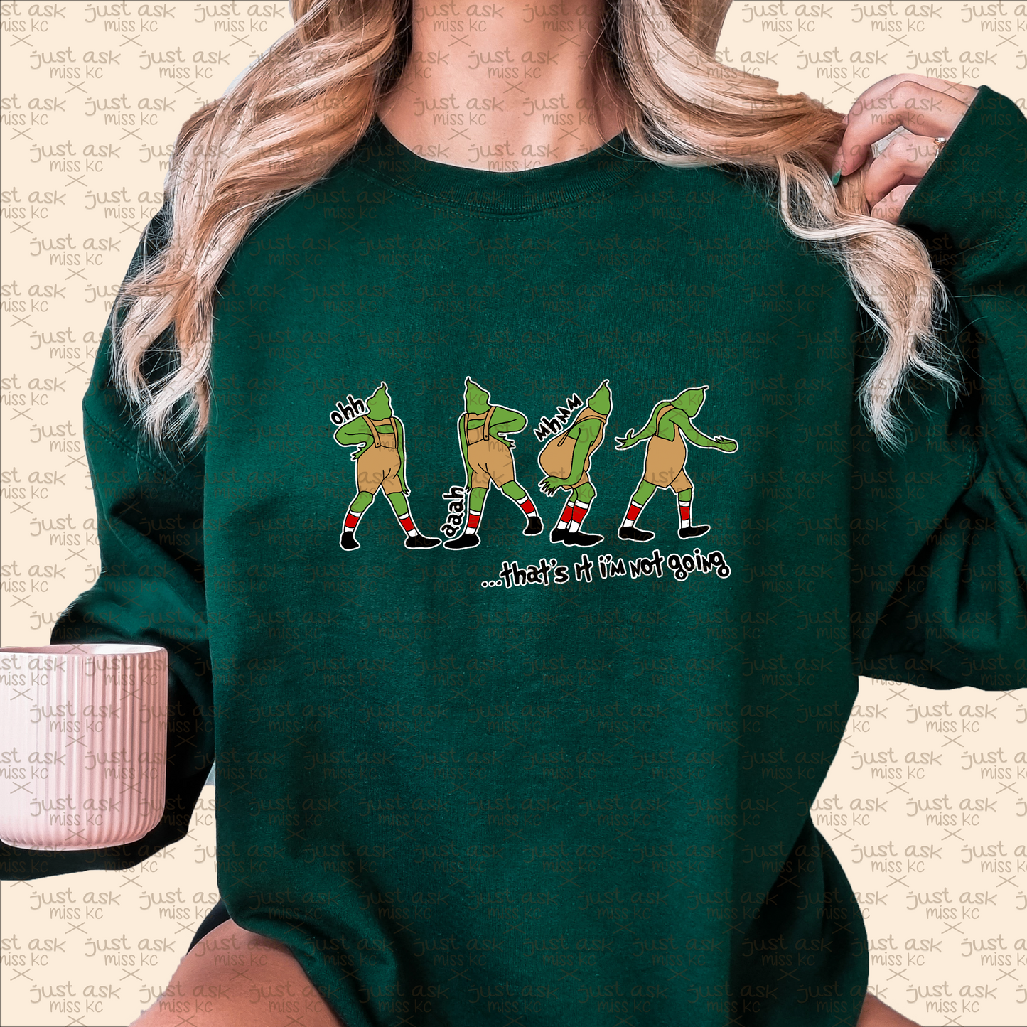 - Grinch Not Going Crewneck Sweater Hoodie Green Guy Character Christmas Winter Grinchmas Whoville Holidays Gift Joy Cheer Jolly