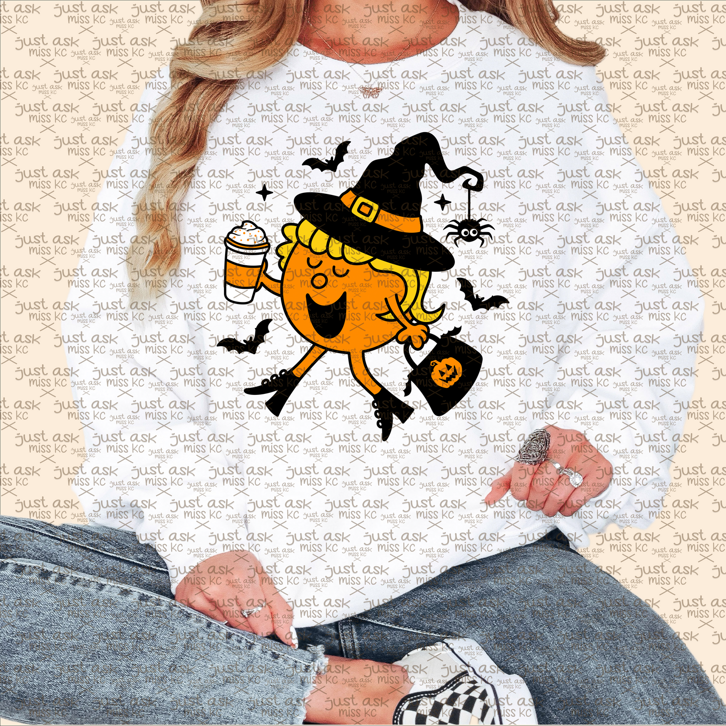 Little Miss Halloween Queen Crewneck Sweater Spooky Sweatshirt Fall Coffee Boo Witch Pumpkin Top