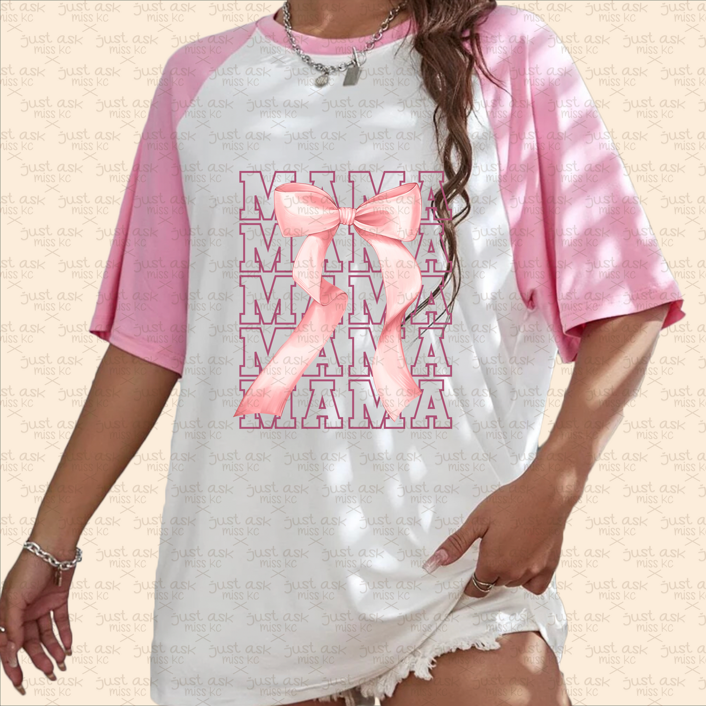 Mama Oversized Bow Shirt, Girl Mom, Boy Mom, Mother, Last Minute Gift, Mom Coquette, Mother's Day, Motherhood T-Shirt Wife Top