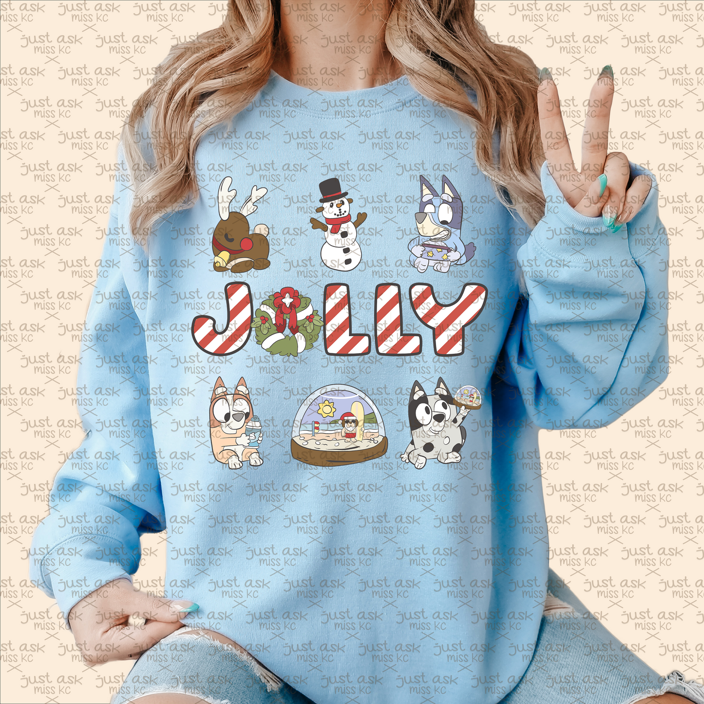 Bluey Jolly Christmas Sweater Xmas Bingo Reindeer Santa Xmas Holidays Holiday Gift Hoodie Snow Candy Cane