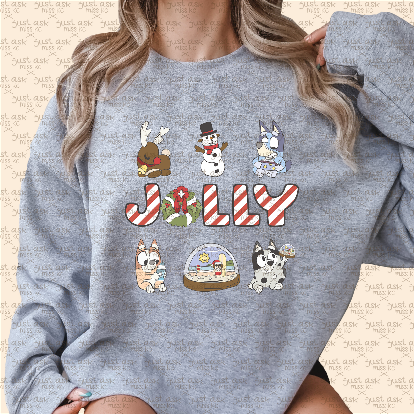 Bluey Jolly Christmas Sweater Xmas Bingo Reindeer Santa Xmas Holidays Holiday Gift Hoodie Snow Candy Cane
