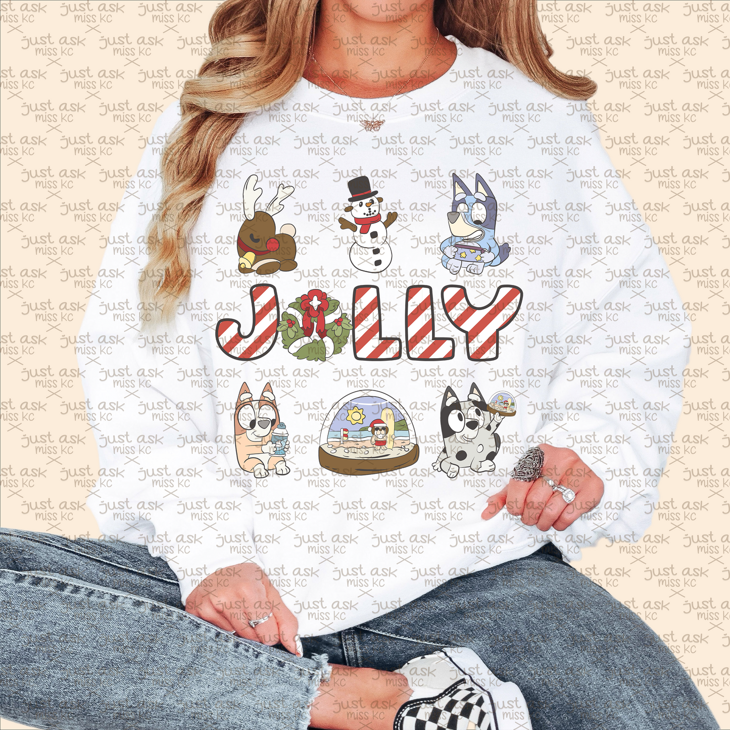 Bluey Jolly Christmas Sweater Xmas Bingo Reindeer Santa Xmas Holidays Holiday Gift Hoodie Snow Candy Cane