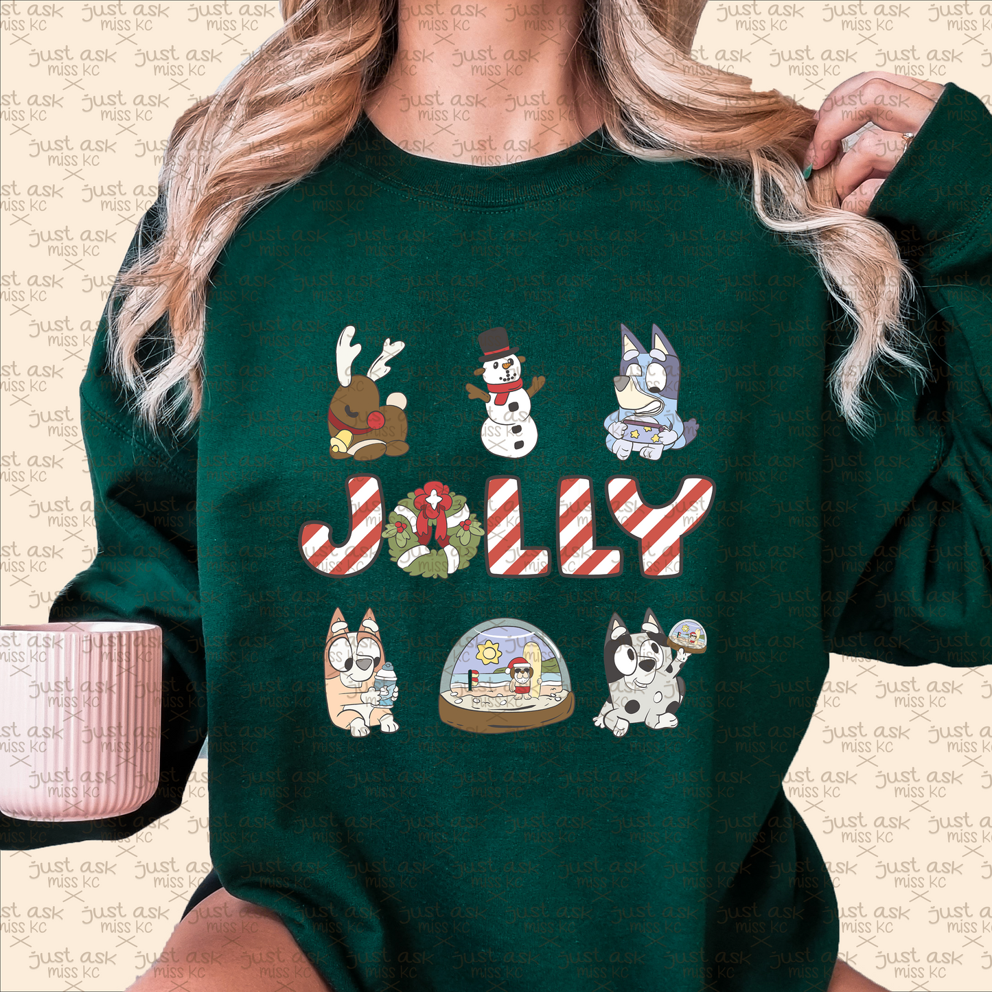 Bluey Jolly Christmas Sweater Xmas Bingo Reindeer Santa Xmas Holidays Holiday Gift Hoodie Snow Candy Cane