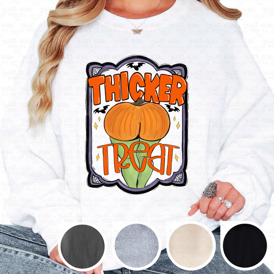 thicker treat sweater shirt Frankenstein bride halloween fall pumpkin thick holiday