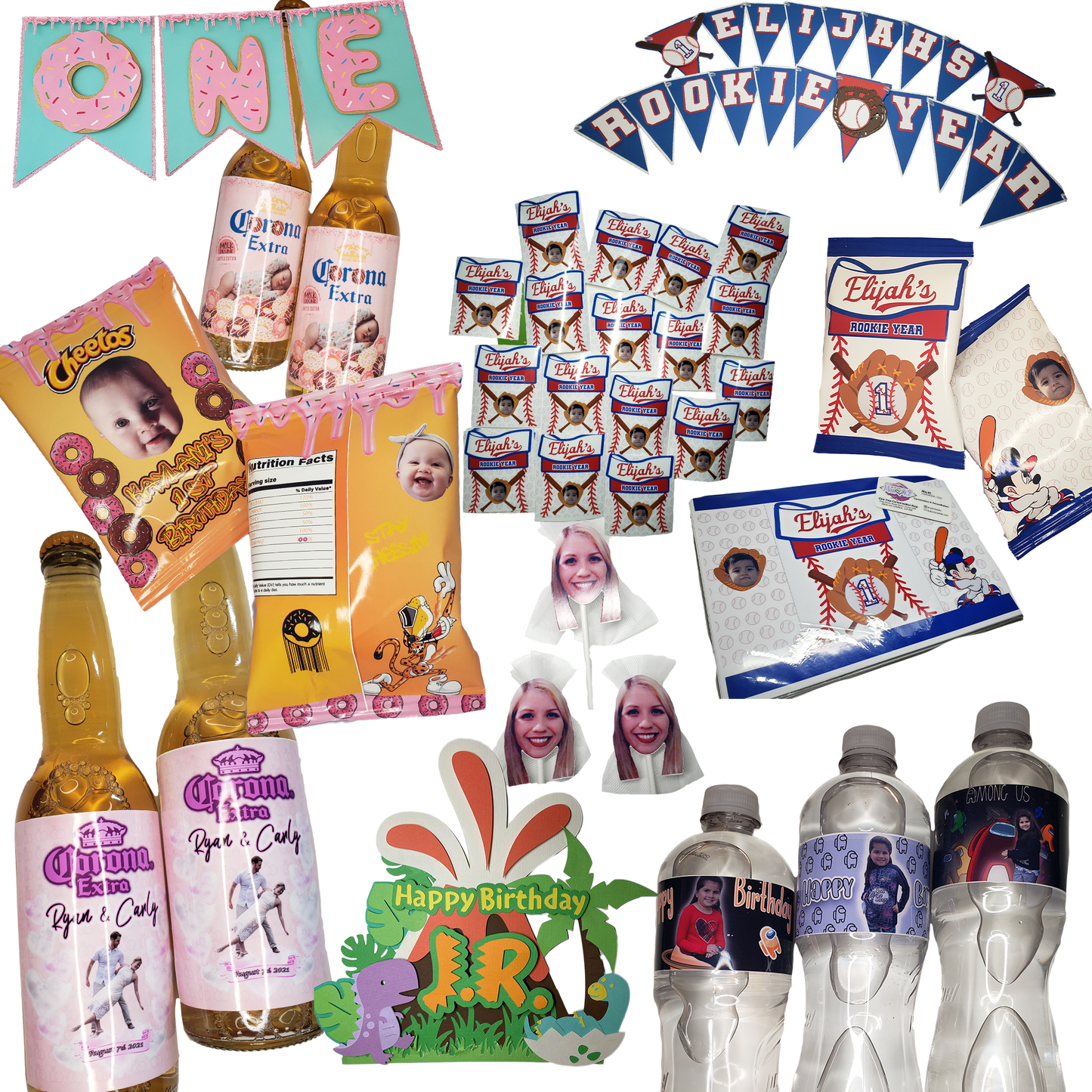 Custom Party Decor, Chip Bags, Drink Labels,Candy Wrappers,  Beer, Juice, Water, Personalized Favors, Snack Bags